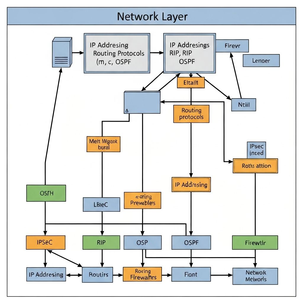 Modelo OSI con capa de red destacada